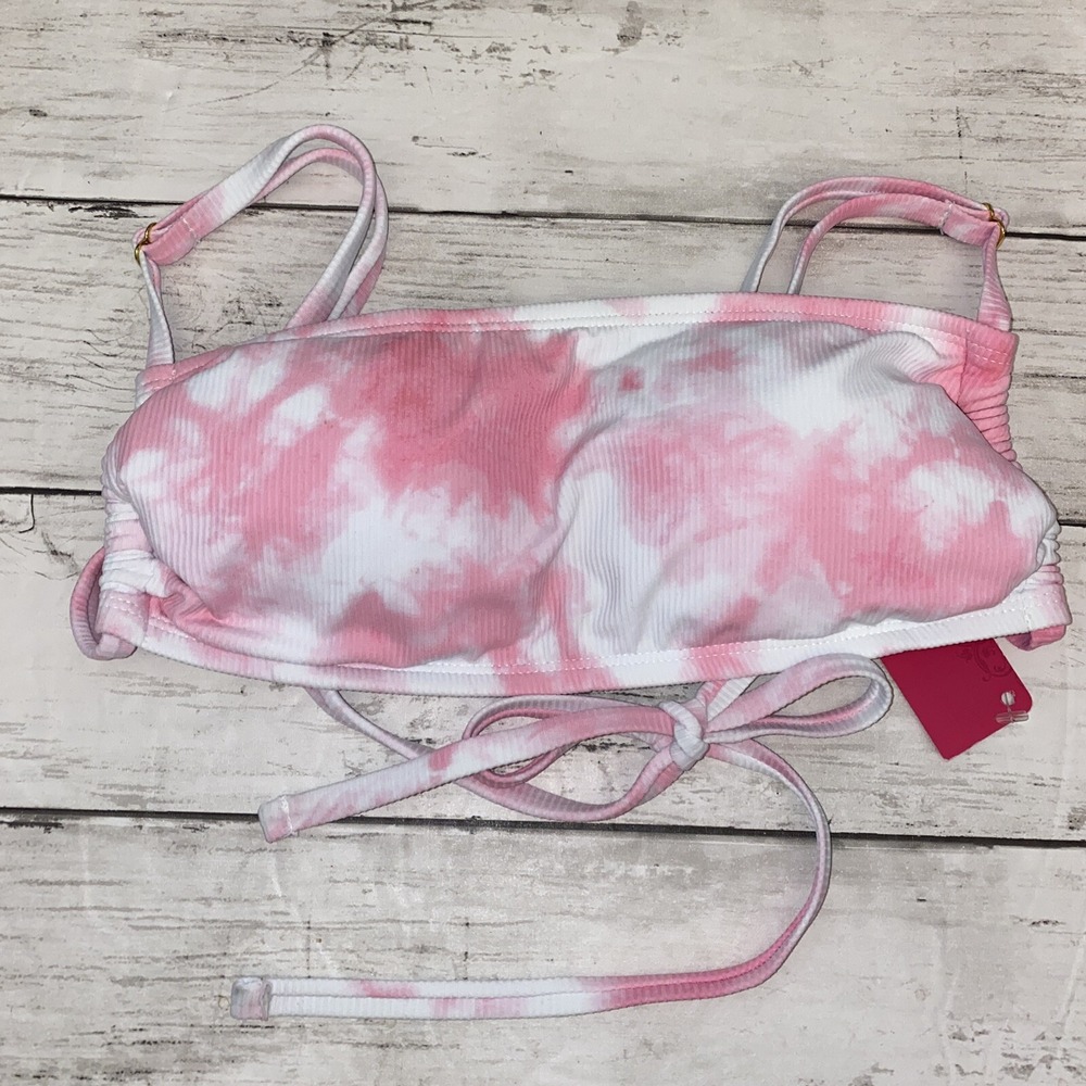 Xhilaration Bikini Top Womens Small Pink White Tie Dye Swim Target NEW Strappy S